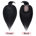 SEGO 100% Real Human Hair Toppers, with Air Bangs, Silk Base 150% Density, Clip in Topper, 2.7肺5.1・ HairPieces for Women, with Thinning/Hair Loss Cover Gray