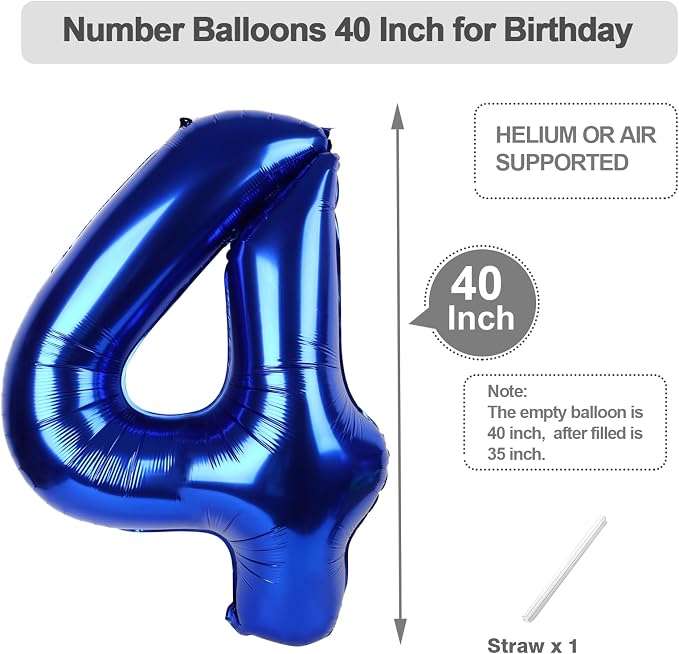 Numbers 3 Balloon 40Inch Navy Blue Balloons - Image 5
