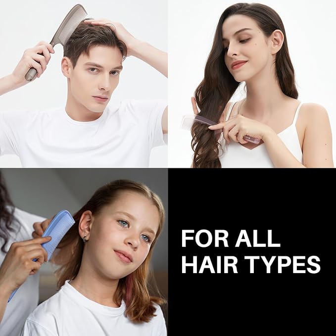 RHOS Detangler Hair Comb for Women and Men-Wide Tooth Comb for Curly,Thick,Wavy,Long Hair,Large Tooth Detangling Comb for Wet and Dry Hair-Styling Essentials Round Handle Hairdressing Comb(Gray)