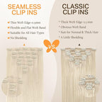 DOORES Seamless Clip-In Hair Extensions, Real Human Hair, Platinum Blonde, 18 Inch, 7pcs, 110g, Straight, Invisi Edge