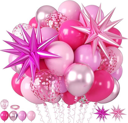 Biapian Pink Balloons Set, Hot Pink Party Balloons, 12 Inch Pink Confetti by BIAPIAN