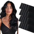 GOO GOO Invisi edge Tape in Hair Extensions Human Hair, 1 Jet black 20pcs 22inch 50g, Virgin Human Hair Tape ins, Seamless Injected Tape in Hair Extensions