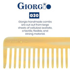 Giorgio G30 Large 5.75 Inch Detangling Comb, Wide Teeth for Thick Curly Wavy Hair. Long Hair Detangler Comb For Wet and Dry. Handmade of Cellulose, Saw-Cut, Hand Polished, Ivory