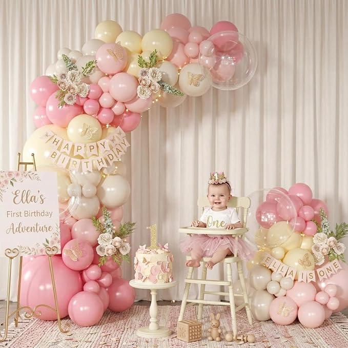 Pink and Yellow Balloon Arch Kit Pastel Yellow Balloons | 126Pcs Light Pink - Image 6