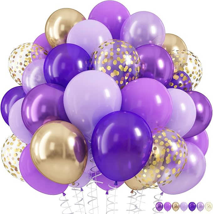 Pastel Purple Gold Balloons Set by HILAVO