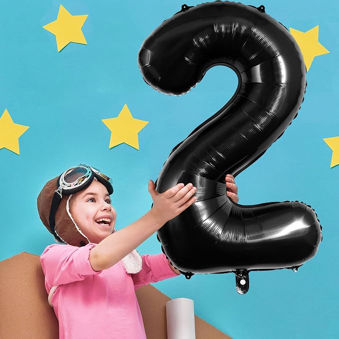 Black Number 2 Balloons 40 Inch Large Foil Balloons, Giant Number Balloon - Image 7