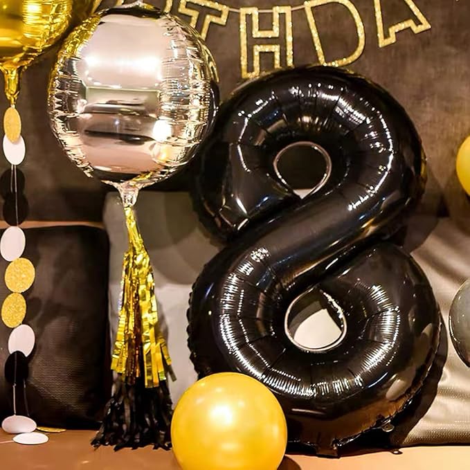 Black 18 Number Balloons Giant Jumbo Number 18 Foil Mylar Balloon - Image 6