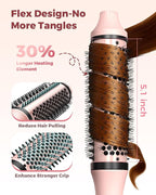 Dual Voltage Thermal Brush, 1.5 Inch Heated Round Brush for Blowout Look, Heated Curling Styler with Negative Ions & Ceramic for Volumizing, 6 Temps & Auto Shut-Off, No Damage, Pink
