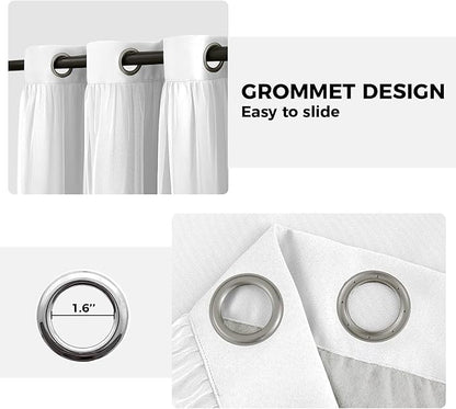 100% Blackout Curtains for Bedroom, Double Layer White Curtains, Room Darkening - Image 7