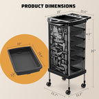 Salon Rolling Trolley with 4 Drawers/Stainless Steel Frame Storage Tool Holder for Barbershop Beauty Spa and Hair Salon Beauty Black