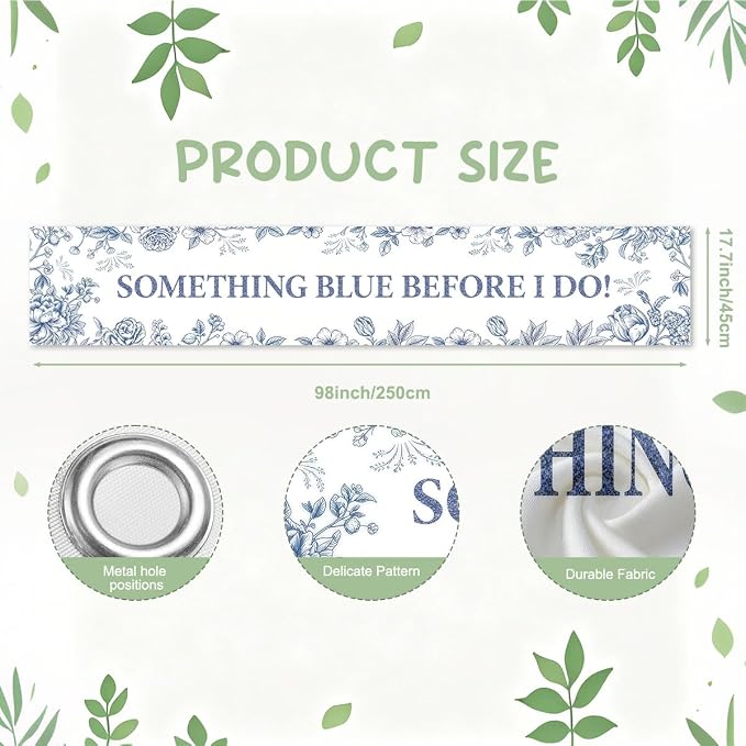 Something Blue Before I Do Banner Bridal Shower Bachelorette Decorations | - Image 2