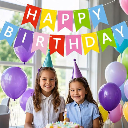 Happy Birthday Banner Sign, Birthday Garland Wall Door Hanging Banners Flag - Image 2