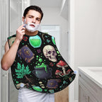 Beard Bib Apron for Men Shaving, Waterproof Non-Stick Hair Catcher with Suction Cups, Grooming Essential for Dad Husband, Witch Witchy Mushroom Skull Goth Gothic Black Shave Bib