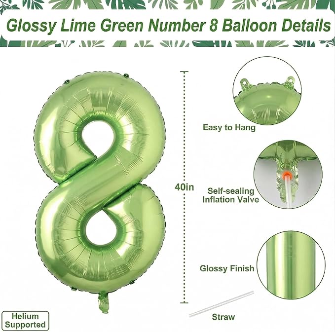 Light Green Number 18 Balloon 40 Inch, Shiny Double Digit Party Supplies | - Image 4