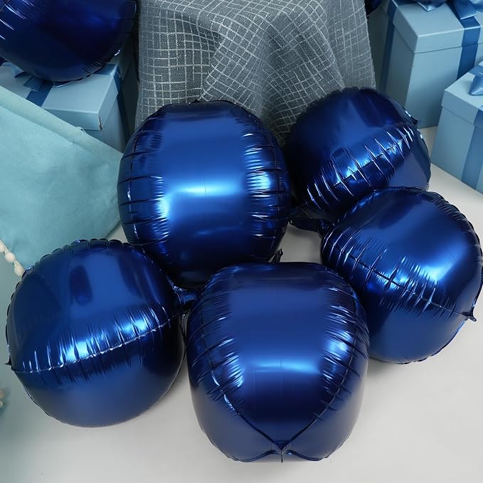 10Pcs Navy Blue Round Foil Balloons, Metallic Navy Blue Foil Baloon - Image 3