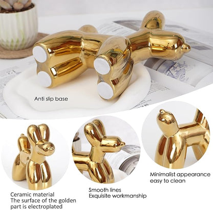 Notakia Large Golden Cute Ceramics Balloon Dog Statue Crafts Living Room - Image 3