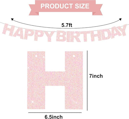 BEISHIDA Pre-Strung Light Pink Happy Birthday Banner Party Sign Decoration | - Image 2