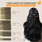 DOORES Human Hair Extensions Clip in, Ash Brown to Platinum Blonde 14 Inch 120g 7pcs, Real Clip in Hair Extensions Straight Natural Weft