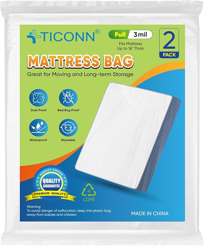TICONN 2PK Plastic Mattress Bag by TICONN