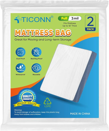 TICONN 2PK Plastic Mattress Bag by TICONN