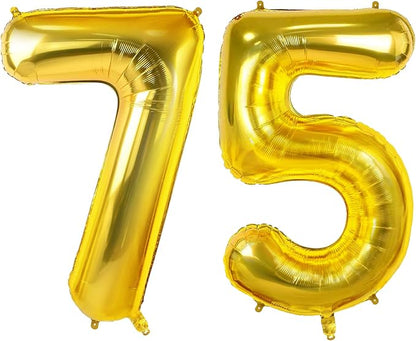 Number 75 Balloons for 75th Birthday Party Decorations, 0-100 Large Gold Foil by Joycard