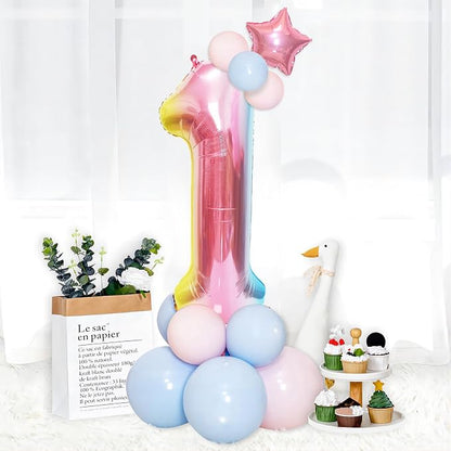 40 Inch Giant Rainbow Number 1 Balloons, Birthday Balloons, Helium Mylar Foil - Image 3