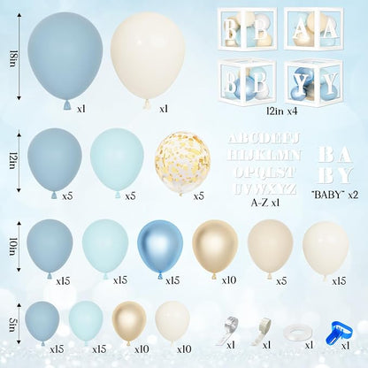 153pcs Dusty Blue Balloon Baby Shower Decorations - Image 3