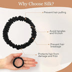 5 Pcs Silk Hair Ties, 100% Pure Mulberry Silk Hair Scrunchies Black Skinny Scrunchies Ponytail Holders Stocking Stuffers Gifts for Women Girls