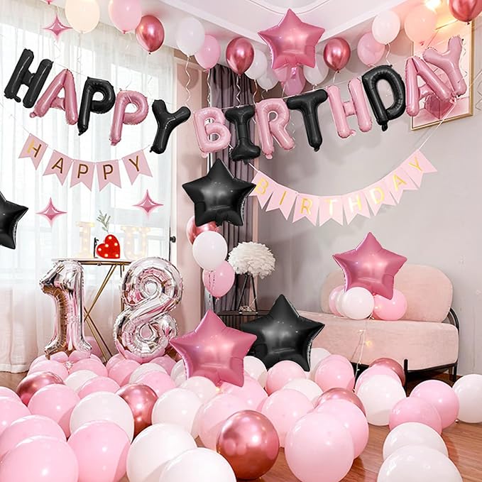 CANREVEL Happy Birthday Banner Decoration + 12Pcs Star Balloons, - Image 6