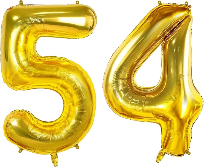 Number 54 Balloons for 54th Birthday Party Decorations, 0-100 Large No.54 by Joycard