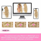 ALXNAN Ponytail Extension,24 Inch Claw Clip in Long Curly Mixed Blonde Ponytail Hair Extension Jaw Clip on Pony Tails Hairpiece for Women