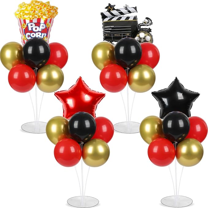 4 Sets Movie Night Party Balloons Stand Kit by Naozinebi