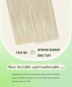 SURNEL Tape in Hair Extensions Human Hair #60 Platinum Blonde Tape in Hair Extensions 14inch 20pcs 50g(#60-14)