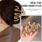 Hair Clip, Gold Irregular Waves, 1Pcs 4.52Inch Hair Claw Clips for Thin Thick Hair Accessories, Non-slip Head Clip, Elegant Hair Accessories