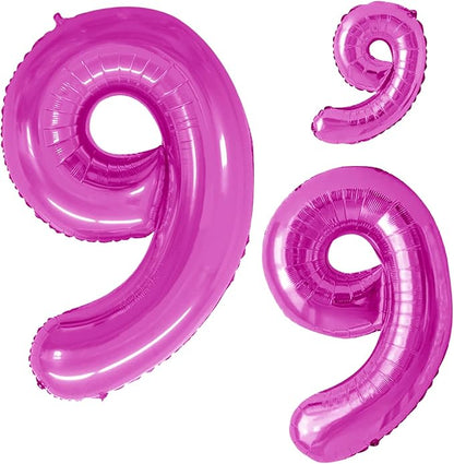 Hot Pink Foil Balloons Number 9, Huge Number Balloons by GOER