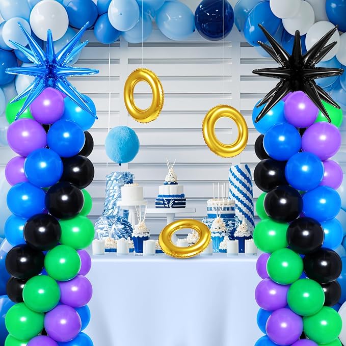 2 Set Blue Black Purple Toy Inspired Cartoon Balloon Column Stand Kit - Image 8