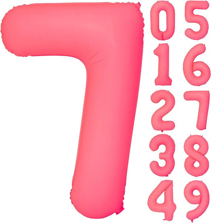 40 IN Fluorescent Red Number 7 Balloon Neon Red digital 7 Foil Balloon | by YOIOZAIZAI
