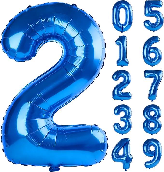 40 Inch Number 2 Balloons for 2nd Birthday Party Decorations, 0-100 Dark Blue by FOBELEC