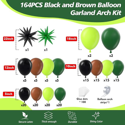 164Pcs Green and Brown Balloon Garland Arch Kit - Image 2