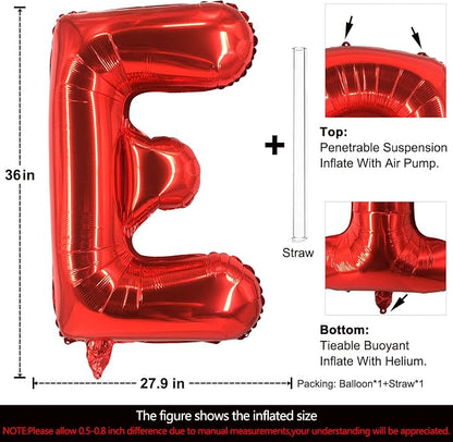 Lovoir 40 Inch Large Red Letter E Balloons Big Size Jumbo Mylar Foil Helium - Image 2