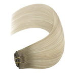 YoungSee Blonde Hair Extensions Clip ins Ombre Ash Blonde Mix Platinum Blond Clip in Hair Extensions Real Human Hair Balayage Clip in Hair Extension Human Hair for Natural Look 7pcs 120g 20inch