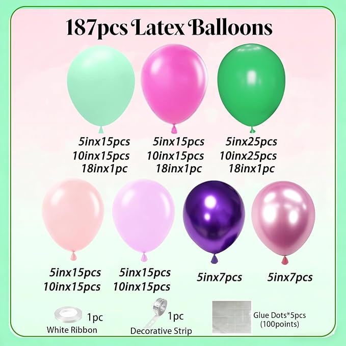 Pink and Green Balloons Garland Arch Kit - Image 3