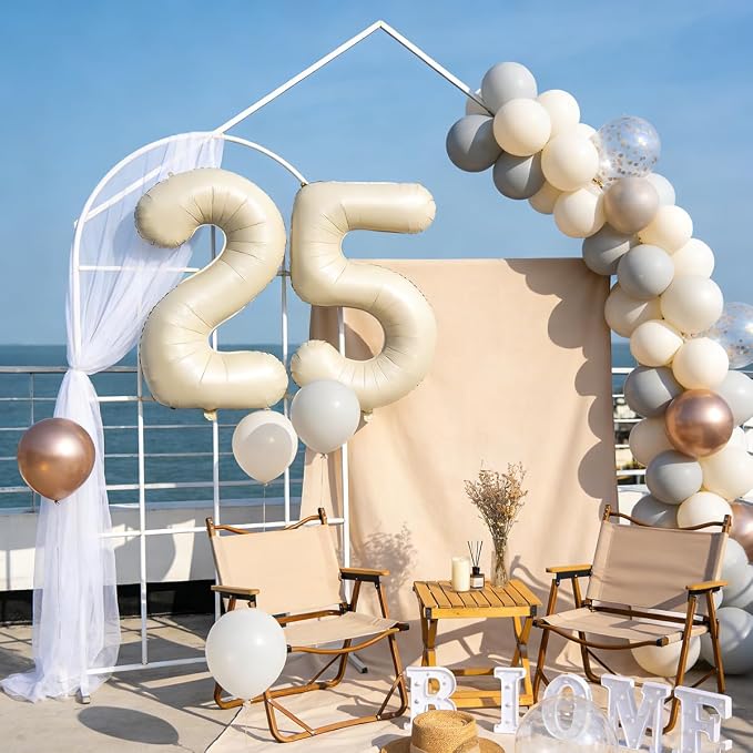 40 In Cream white Number Balloons Helium Foil Mylar Balloon Digital 25 | - Image 4