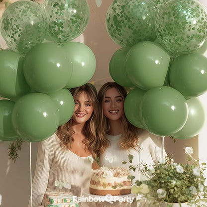 RainbowQ Sage Green Balloons 55Pcs 12 Inch Confetti Latex Helium Balloon | - Image 6