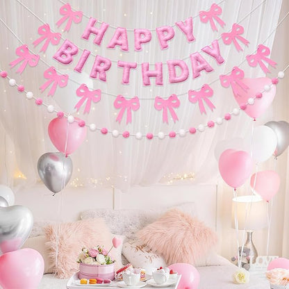 Pre-Strung Pink Birthday Decorations 3D Pink Birthday Banner - Image 3