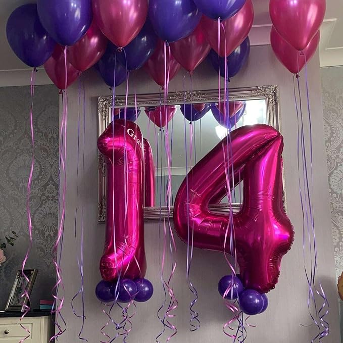 Hot Pink 10 Number Balloons, 40 Inch Giant Number 10 Balloons Foil Mylar Helium - Image 6