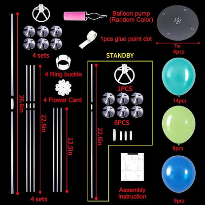 TONIFUL 4 Set Blue Cyan Green Balloon Stand Balloon Centerpieces - Image 2