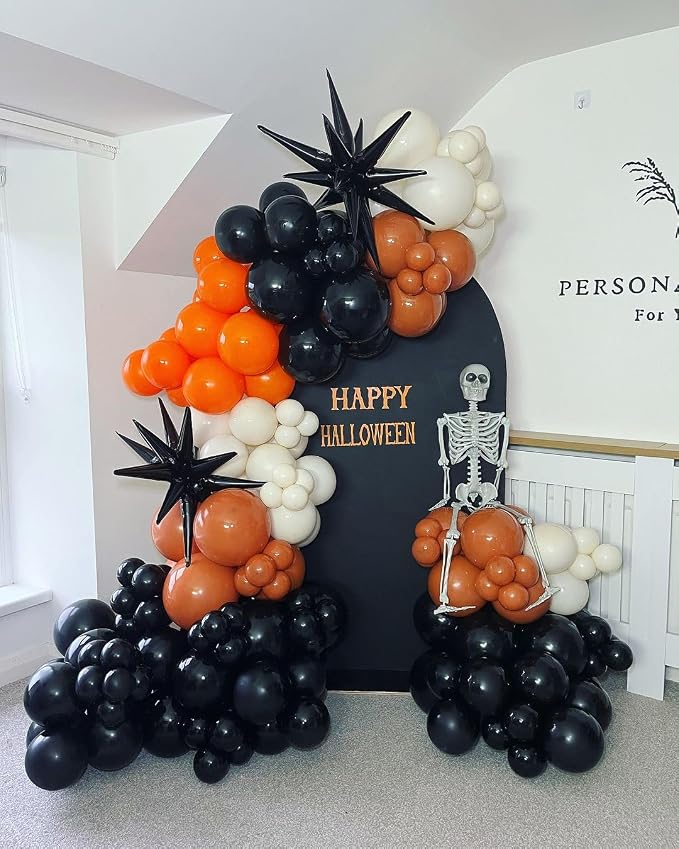 Black and Orange Balloons 60Pcs 12inch | Black Orange Confetti Latex Balloons - Image 6