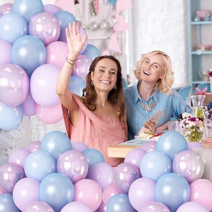 Pink Purple Blue Balloons, 12 Inch 60Pcs Iridescent Mermaid Balloon | Metallic - Image 7