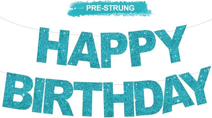BEISHIDA Pre-Strung Lake Blue Happy Birthday Banner Party Sign Decoration | by Beishida
